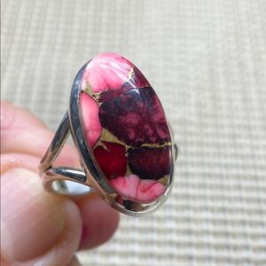 RED ROSE DAHLIA TURQUOISE Size8 in Solid Sterling Silver 925